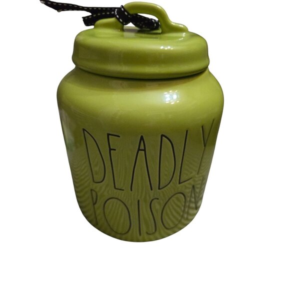 NWT Rae Dunn Deadly Poison Green Chubby Canister Halloween HTF - Picture 1 of 10